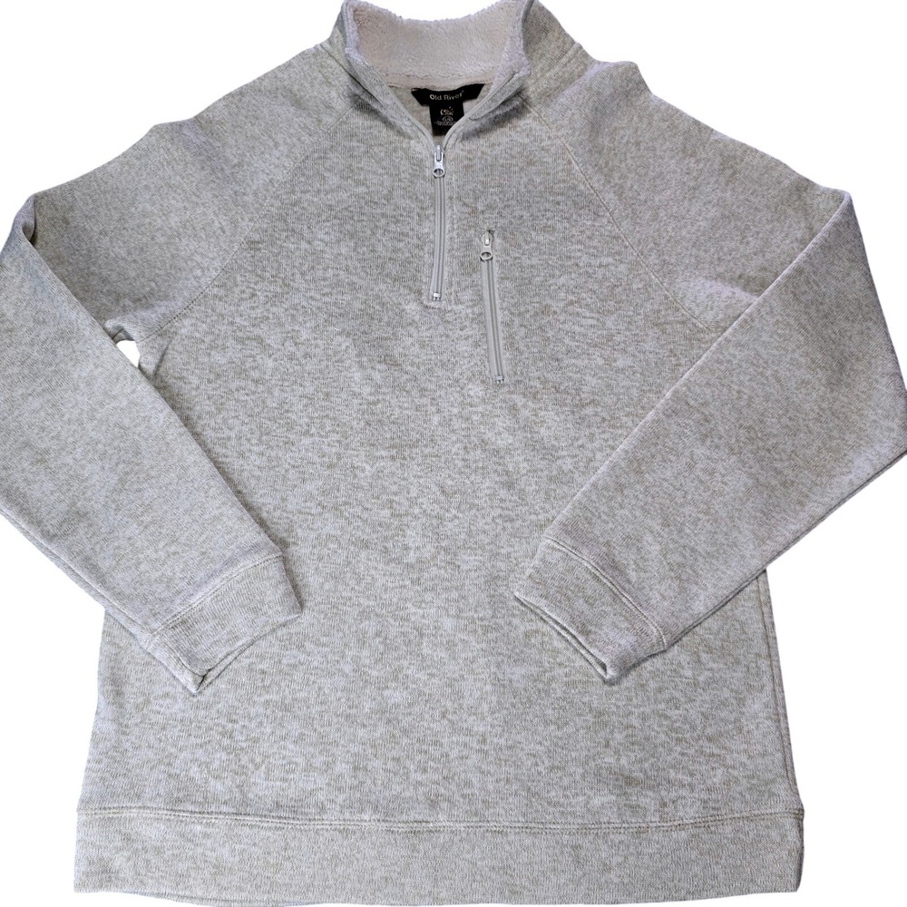 Old‎ River Mens Size L Quarter Zip Fleece Pullover Oatmeal Sherpa Lined